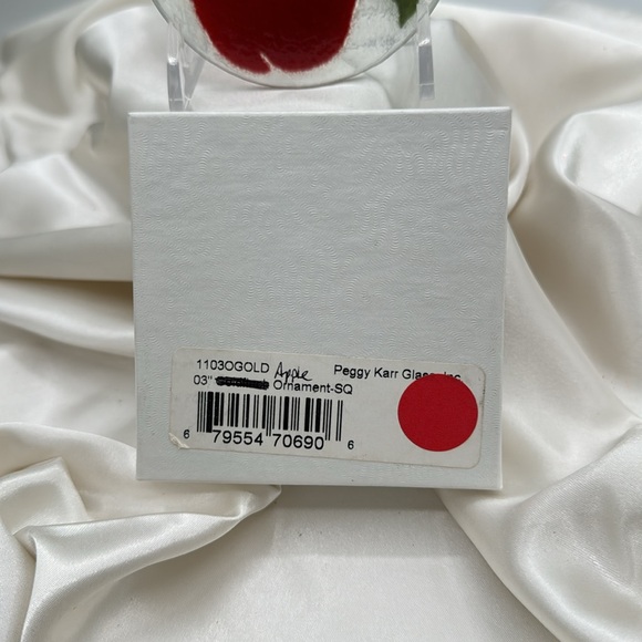 Peggy Karr Fused Glass Apple and Blossom Ornament/Sun Catcher. Signed. - Picture 4 of 5